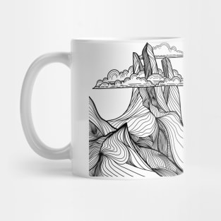 Mountain landscape and sky view line illustration Mug